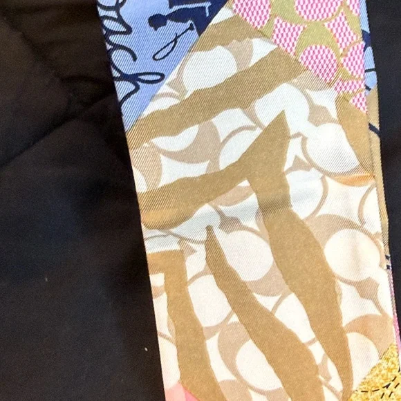 Coach Silk Skinny Scarf  – Multicolor Patchwork Print NWOT - Picture 11 of 12